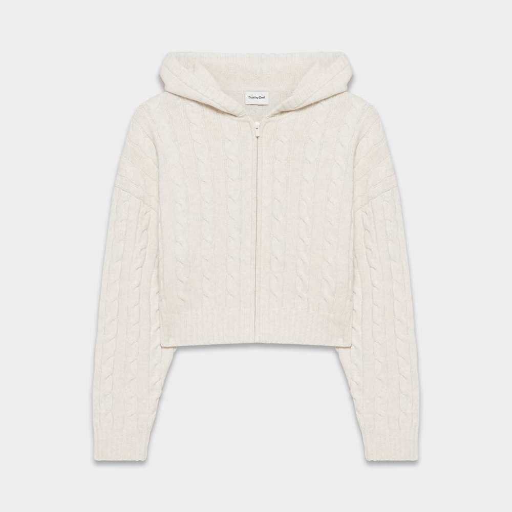 Sunday Best Octavia Zip Hoodie In Whisper White Size Small